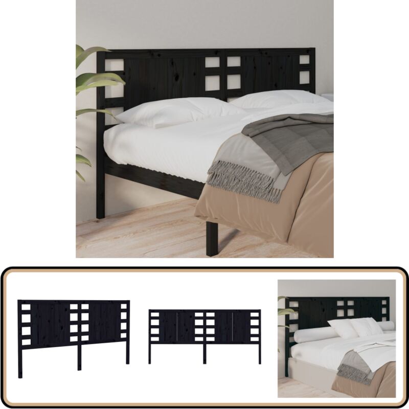 Tête de lit Noir 126x4x100 cm Bois massif de pin - Tête De Lit - Tête De Lit Bois - Tête De Lit Noire - Meuble Chambre - Mobilier Chambre