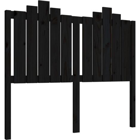 Tête de lit Noir 126x4x110 cm Bois massif de pin