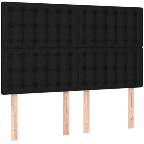 Tête de lit Noir 144x5x118/128 cm Tissu