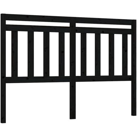 Tête de lit Noir 146x4x100 cm Bois massif de pin