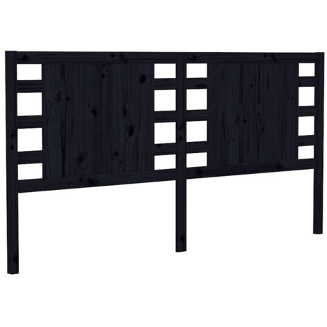 Tête de lit Noir 146x4x100 cm Bois massif de pin
