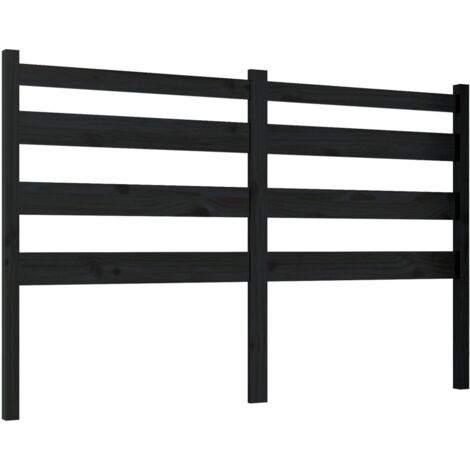 Tête de lit Noir 146x4x100 cm Bois massif de pin