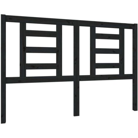 Tête de lit Noir 146x4x100 cm Bois massif de pin