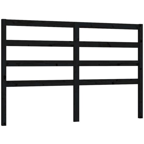 Tête de lit Noir 146x4x100 cm Bois massif de pin