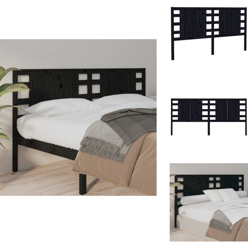 Tête de lit Noir 146x4x100 cm Bois massif de pin - Tête De Lit - Tête De Lit Bois - Tête De Lit Noire - Meuble Chambre - Mobilier Rustique
