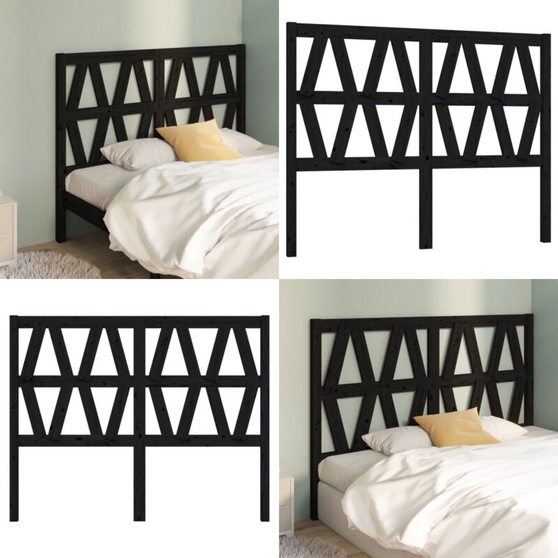 Tête de lit Noir 146x4x100 cm Bois massif de pin - Tête De Lit - Lit - Meuble De Chambre - Bois Massif - Tête De Lit En Bois - Home & Living