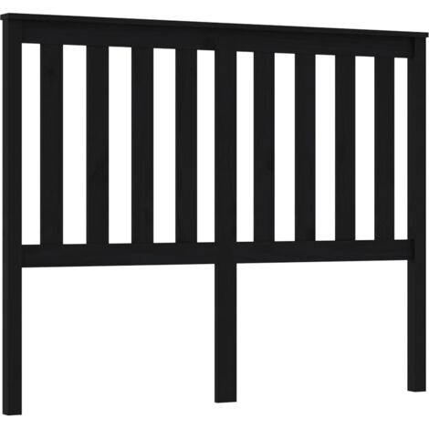 Tête de lit Noir 146x6x101 cm Bois massif de pin