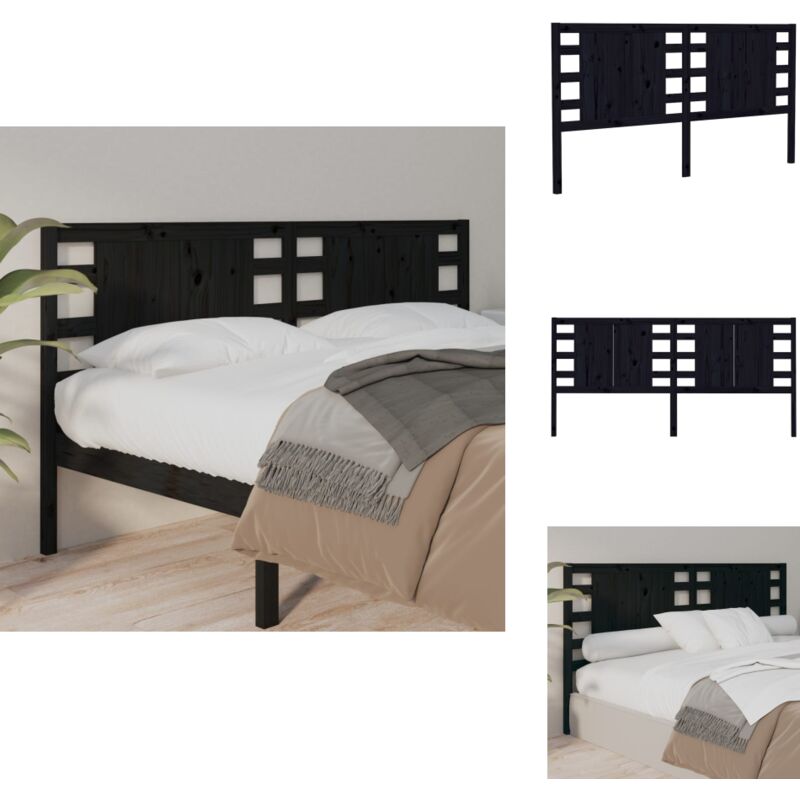 Tête de lit Noir 166x4x100 cm Bois massif de pin - Tête De Lit - Tête De Lit Bois - Tête De Lit Noire - Meuble Chambre - Décoration Chambre