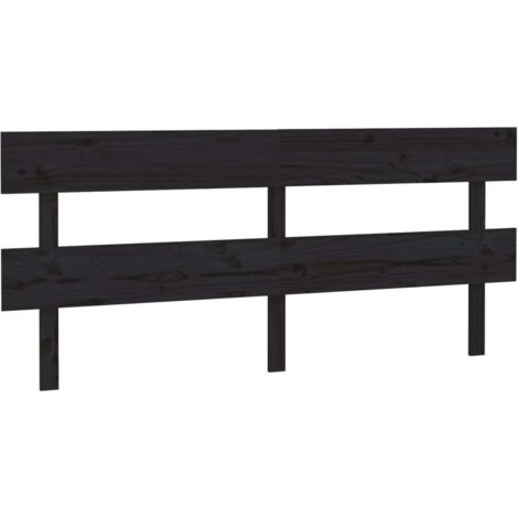 Tête de lit Noir 184x3x81 cm Bois massif de pin