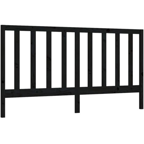 Tête de lit Noir 186x4x100 cm Bois massif de pin