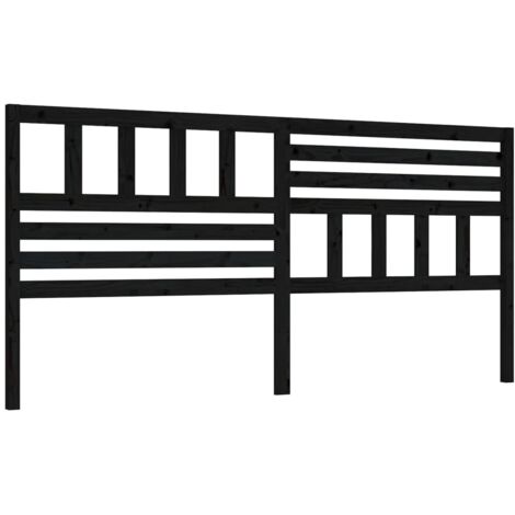 Tête de lit Noir 186x4x100 cm Bois massif de pin