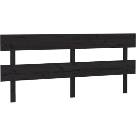 Tête de lit Noir 204x3x81 cm Bois massif de pin