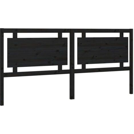 Tête de lit Noir 205,5x4x100 cm Bois massif de pin