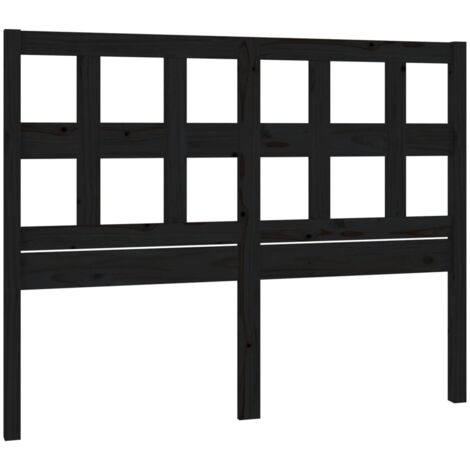 Tête de lit Noir 205,5x4x100 cm Bois massif de pin