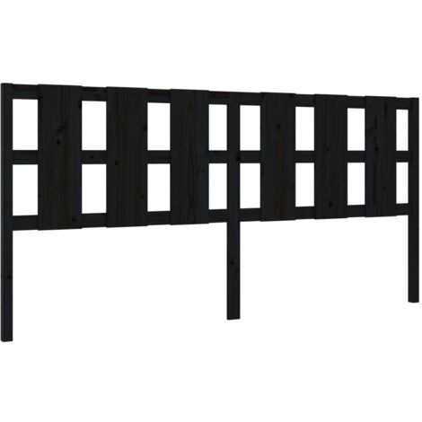 Tête de lit Noir 205,5x4x100 cm Bois massif de pin