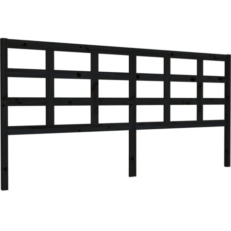Tête de lit Noir 205,5x4x100 cm Bois massif de pin