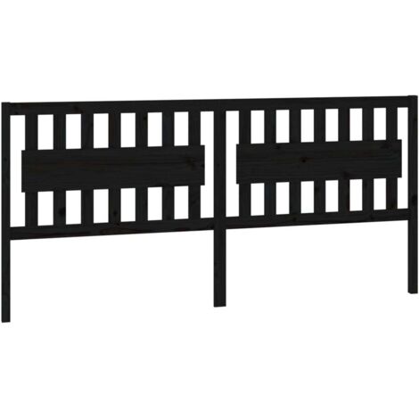 Tête de lit Noir 205,5x4x100 cm Bois massif de pin
