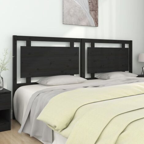 Tête de lit Noir 205,5x4x100 cm Bois massif de pin vidaXL