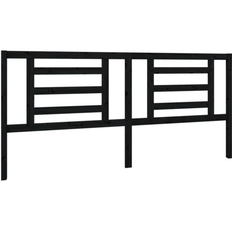 Tête de lit Noir 206x4x100 cm Bois de pin massif