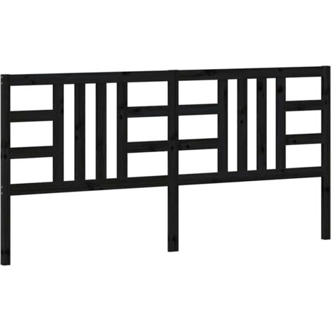 Tête de lit Noir 206x4x100 cm Bois massif de pin