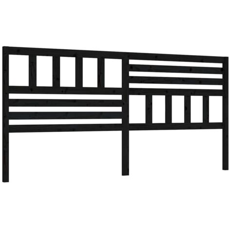 Tête de lit Noir 206x4x100 cm Bois massif de pin