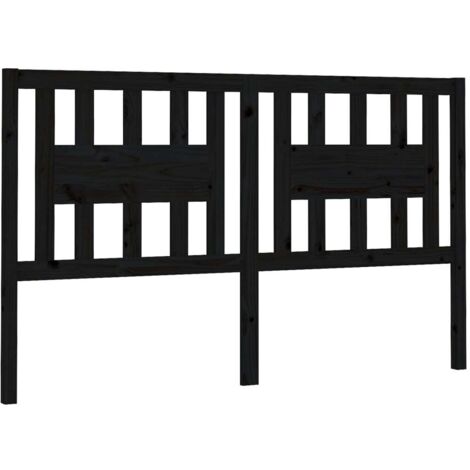 Tête de lit Noir 206x4x100 cm Bois massif de pin