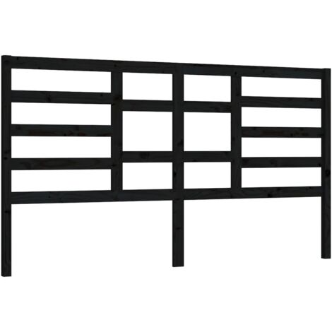 Tête de lit Noir 206x4x104 cm Bois massif de pin