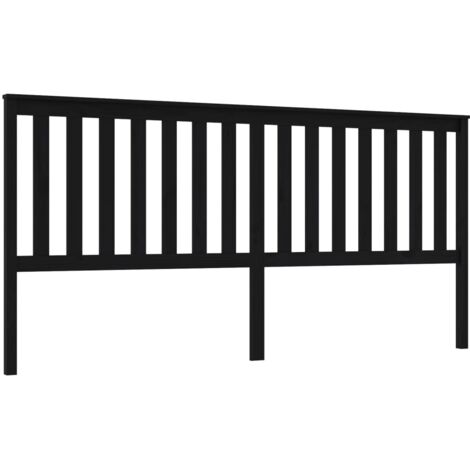 Tête de lit Noir 206x6x101 cm Bois massif de pin