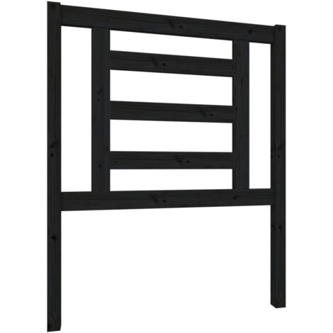 Tête de lit Noir 81x4x100 cm Bois massif de pin