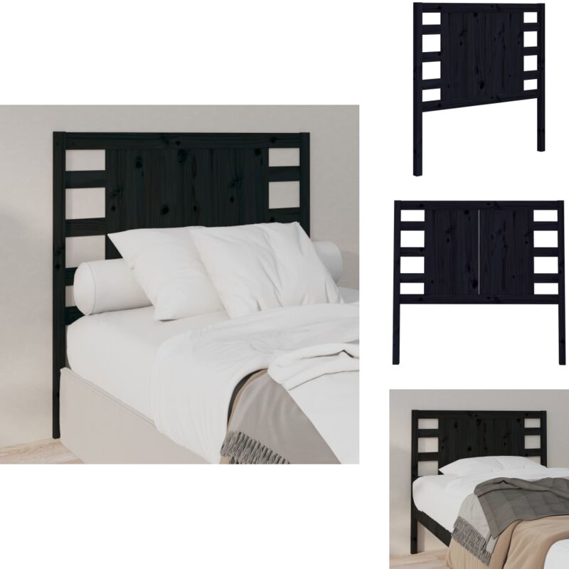 Tête de lit Noir 96x4x100 cm Bois massif de pin - Tête De Lit - Tête De Lit Bois - Tête De Lit Noire - Meuble Chambre - Décoration Chambre