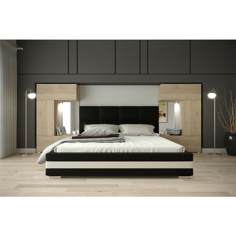 Viva - Tête de lit Armoire - pont de lit panama 1/21S/M5 chêne sonoma 345-385x159cm