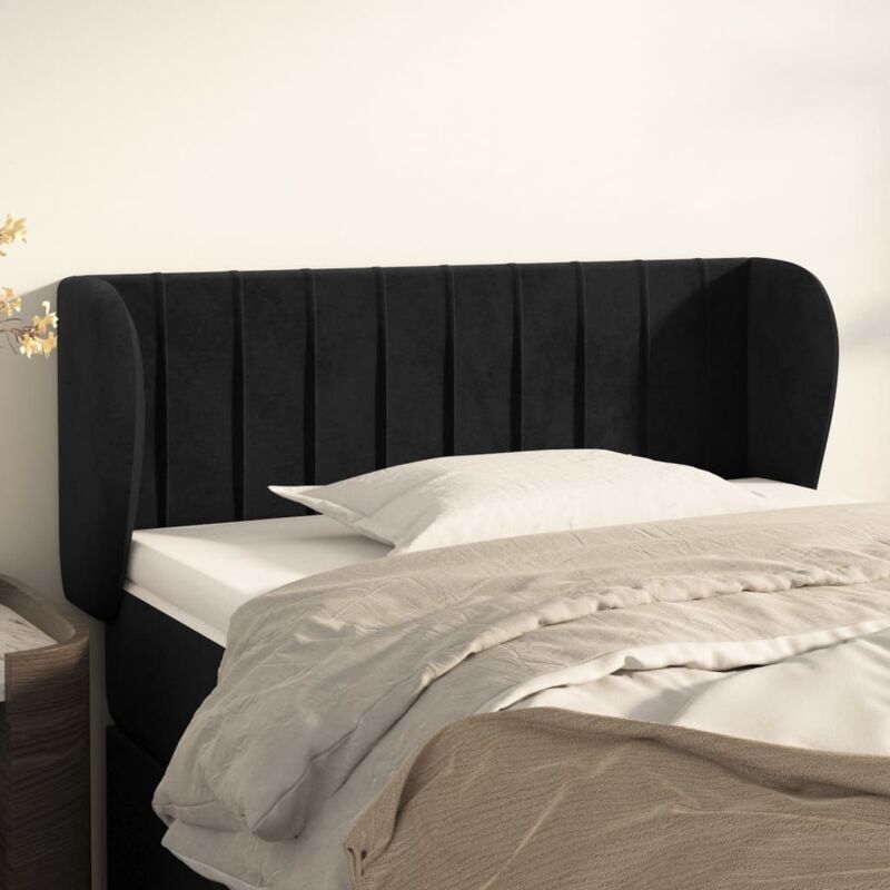 Tête de lit pour lit adult Décoration murale avec oreilles Noir 93x23x78/88 cm Velours CFW515291