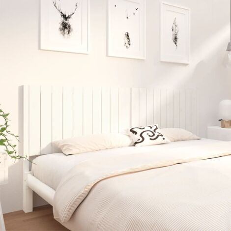 Tête de lit pour lit double, Cadre de lit, Tableau décoratif de chevet Blanc 205,5x4x100 cm Bois massif de pin CDE20782