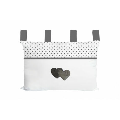 Tête de lit pur coton 45x70 cm LOVE gris, par Soleil d'Ocre