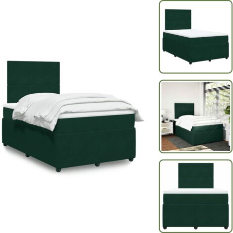 Tête de lit réglable - vidaXL Sommier à lattes de lit et matelas Vert foncé 120x200cm Velours - Surmatelas confortable