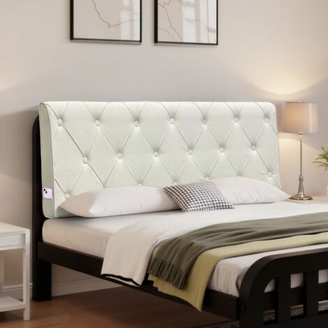 Tête de lit rembourrée. Tête de lit moderne en tissu avec boutons décoratifs. 183 x 60 cm