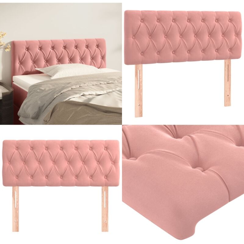 Vidaxl - Tête de lit Rose 90x7x78/88 cm Velours - Tête De Lit - Lit Rembourré - Tête De Lit Élégante - Tête De Lit Velours - Tête De Lit Ajustable