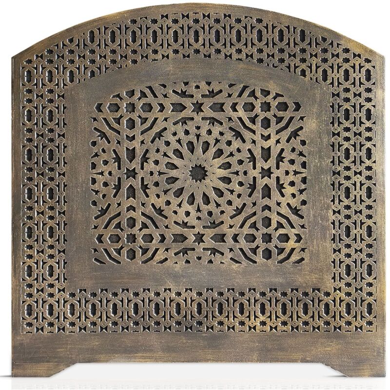 Cotecosy - Tête de lit style oriental bois sculpté Agraba 120cm Bronze