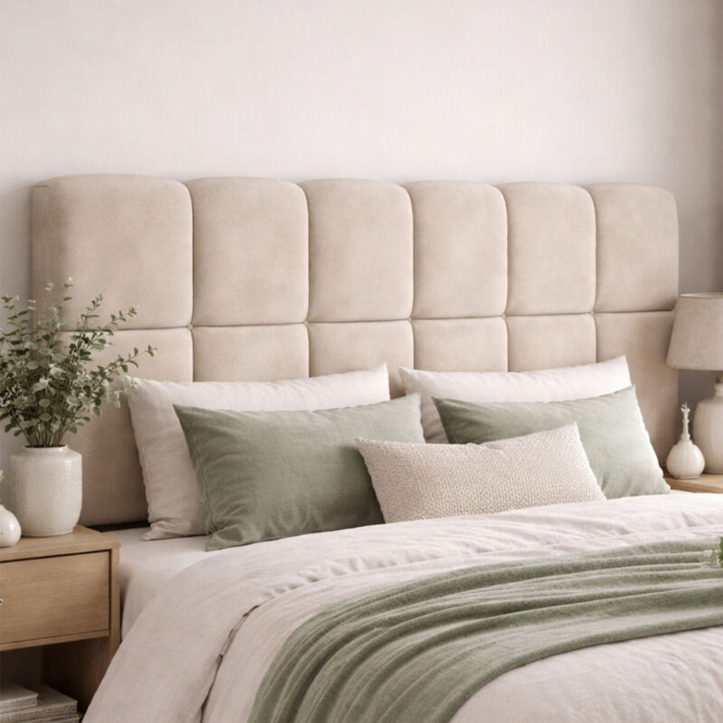 Tête de lit suspendue 160 cm matelassée velours beige