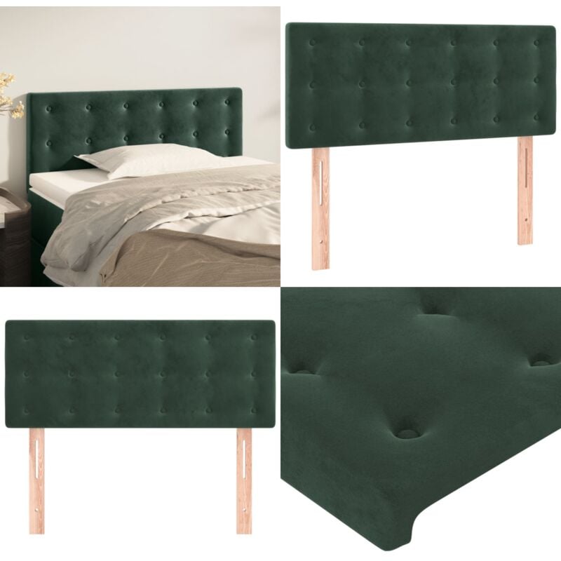 Tête de lit Vert foncé 100x5x78/88 cm Velours - Tête De Lit - Literie - Meuble De Chambre - Velours - Tête De Lit Rembourrée - Home & Living