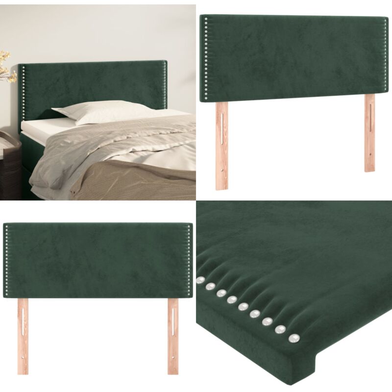 Tête de lit Vert foncé 90x5x78/88 cm Velours - Tête De Lit - Literie - Meuble Chambre - Velours - Chaise Lit - Home & Living