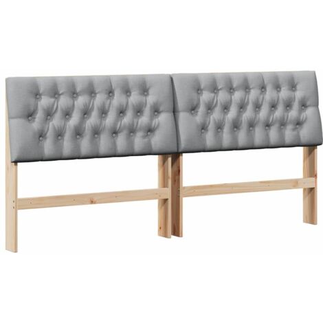 Tête de lit，Décoration murale capitonnée Gris clair 200 cm Pin massif CFW501041
