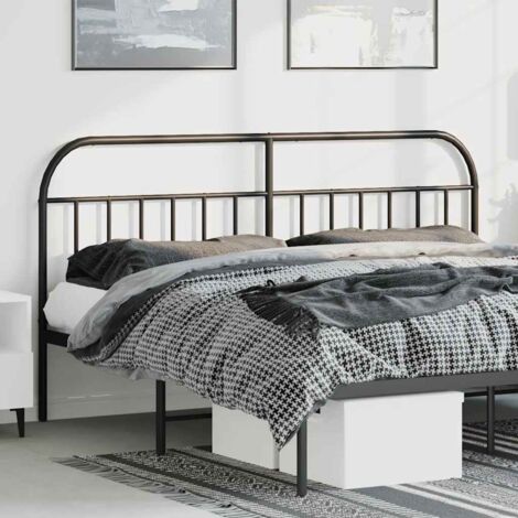 Tête de lit，Design industriel，Panneau de lit，Décoration murale métal noir 193 cm，Pour Lit adulte XZZ64146