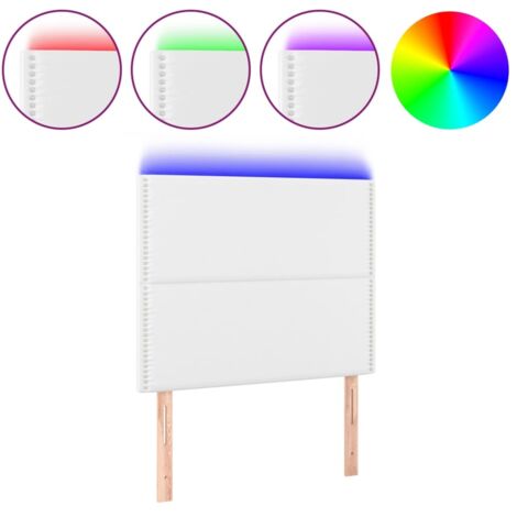Tête de lit，Panneau décoratif à LED Blanc 100x5x118/128 cm Similicuir CFW7024452