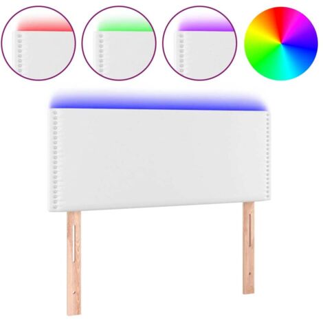 Tête de lit，Panneau décoratif à LED Blanc 100x5x78/88 cm Similicuir CFW7724815