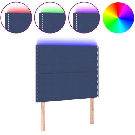 Tête de lit，Panneau décoratif à LED Bleu 100x5x118/128 cm Tissu CFW1712726