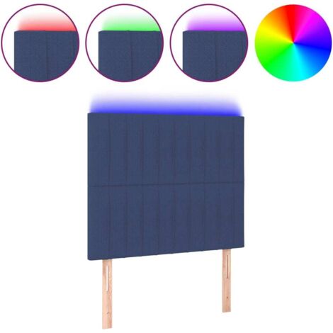 Tête de lit，Panneau décoratif à LED Bleu 100x5x118/128 cm Tissu CFW4123350