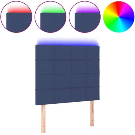 Tête de lit，Panneau décoratif à LED Bleu 100x5x118/128 cm Tissu CFW6039905