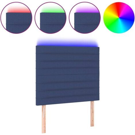 Tête de lit，Panneau décoratif à LED Bleu 100x5x118/128 cm Tissu CFW6167979