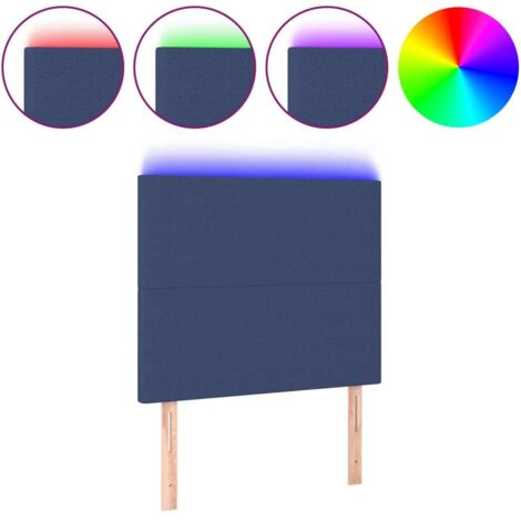 Tête de lit，Panneau décoratif à LED Bleu 100x5x118/128 cm Tissu CFW6827177